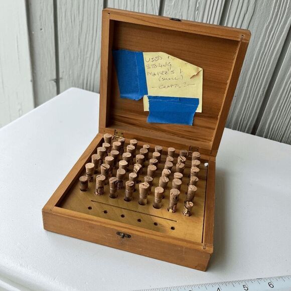 Vintage Wood Box w/ 48 Glass Vials – Watchmaker or Perfume Kit - Picture 13 of 13